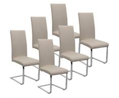 BEAUTEX Jersey Stuhlhussen Sets, elastische Stretch Husse Baumwolle Bi-Elastic, Farbe wählbar (Beige 6er Set)