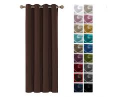Deconovo Verdunkelungsvorhang Vorhang mit Ösen Verdunkelungsvorhang Ösenvorhang Blickdicht 260x140 cm Dunkelbraun