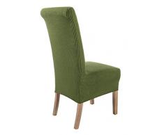 SCHEFFLER-Home Stretch Stuhlhusse Sofia | 2er Set elastische Stuhlabdeckungen | Stuhlhussen Schwingstühle | Flanell Spannbezug mit Gummiband | Elegante Stuhlbezüge