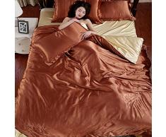 100% Reiner Satin Seide Bettwäsche Groß - 4-teiliges Set Heimtextilien King Size Bett Set Kissenbezug Bettwäsche Set Königin Seide Bettbezug Tresor Schwarz/Weiß/Silber/Braun