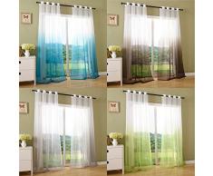Schal transparent Farbverlauf Vorhang mit Ösen Gardine Voile, 2 Stück 245x140, Türkis, 204202