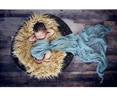 iEFiEL Babytuch Gaze Wickeltuch Schlafsack Decke Häkel Baby Kostüm Fotoshooting Prop Fotografie (Türkis)