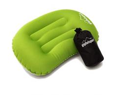 Campingkissen - Reisekissen I Aufblasbares Kissen für die Reise oder Camping I Grün I ohne Bezug