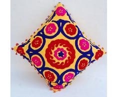 Vintage indische Handarbeit Suzani Kissen Baumwolle Kissen Fall gesticktes 40,6 cm