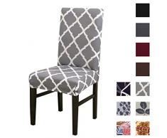 Padgene Universal Stretch Stuhlhussen, Abnehmbare Stuhlbezug Sitz Stuhl Esszimmer überzug Stuhlüberzu Abdeckungen Hussen für Husse Hotel Party Bankett (Graue Gitter, 4er Set)