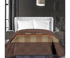 DecoKing 86544 Tagesdecke 220 x 240 cm schoko braun beige Bettüberwurf zweiseitig pflegeleicht Kariert chocolate brown Hypnosis Collection Arthur