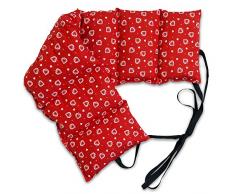 Kirschkernkissen 7-Kammer mit Band zum Umbinden. Wärmekissen, Körnerkissen (65x15cm, Herzen-rot, Kirschkerne)