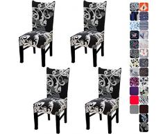 Tavie Esszimmer Stuhlhussen 4 Stück Dehnbar Schonbezügen Esszimmerstuhl Abdeckung Elastische Dehnbare Hussen Stühle Elasthan Deckt Schutz Für Hotel Party Hochzeit Blumenmuster Dunkelbraun