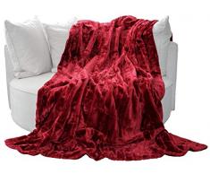 Brandsseller Felldecke, Hochwertige Kuscheldecke, Decke, Wohndecke, Nerzdecke, Plaid, Webpelzdecke, Tagesdecke (180 x 220 cm, Rot)