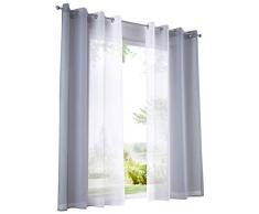 BAILEY JO 2er-Pack Gardinen mit Verlauf-Farben Muster Vorhang Transparent Voile Vorhänge (BxH 140x145cm, Grau mit Ösen)