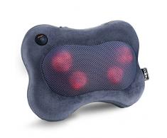 Naipo Massagekissen Shiatsu Massagegerät mit 3D-rotierenden Massageköpfen und Infrarot Wärmefunktion Masseur Massage für Nacken Schulter Rücken im Auto Büro Zuhause（Grau Flauschiger Hülle）