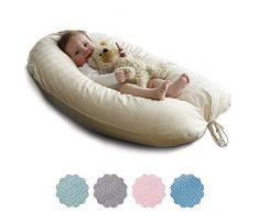 DEIN BIO-STILLKISSEN - 100% natürliches Stillkissen mit Bezug aus Bio-Baumwolle und Füllung aus Kapok von MINKY MOOH®. Perfekt als Schwangerschaftskissen, Lagerungskissen & Seitenschläferkissen