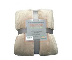 Ebitop Decke XXL Sand/beige, Übergroße (ca.5,28m²), Microfaser Flanell Kuscheldecke Plüschig, Kaschmir Touch Premium Kuscheldecke, Tagesdecke, Wohndecke, Sofaüberwurf Komfortdecke, (220x240cm sand/beige)