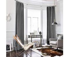 TOPICK Flanell Velvet Samt Vorhang Schal curtain in edlem elegantem Stil edel glatt smooth lichtdicht Gardine Polyster Dekoschal mit Streifen, Wohnzimmer, Grau, 1 Paneel, 175 cm x 130 cm