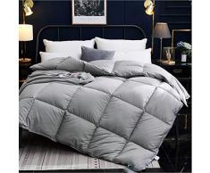 SBRM Daunendecke für alle Jahreszeiten, Plüsch, superfeine Faser-Bettdecke, hält warm, hypoallergen, Einzelbett, Doppelbett, grau, 180cmX220cm