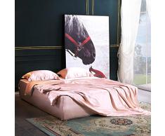 THXSILK Seidenbettwäsche Set 2 teilig, Bettbezug 135 x 200 cm und 80 x 80 cm Kissenbezug, Hypoallergen 19 Momme Maulbeerseide Bettwäsche, Ultra Weich und Glatt, Bezauberndes Rosa