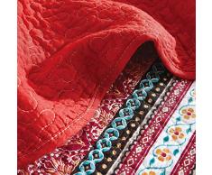 Qucover Tagesdecke Boho 230x250 cm, Bunte Überwurf für Bett, Gesteppte Sommerdecke aus Baumwolle, Patchwork Stil, mit Kissenbezug inklusive