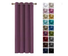 Deconovo Verdunkelungsgardine mit Ösen Gardinen Wohnzimmer Vorhang Blickdicht 180x140 cm Grau Lila