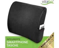 Vitabo Orthopädisches Rückenkissen - ergonomisches Lendenkissen I Lordosenstütze Rückenstütze für Büro Auto – Linderung von Rückenschmerzen (Schwarz)