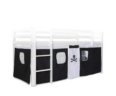 Homestyle4u 1516, Bettumrandung Bettvorhang für Hochbett, Vorhang Stoff Baumwolle, Schwarz