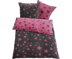 Golden Lutz - Mikrofaser Fleece Bettwäsche, kuschlig weich (200 x 220 cm, Sterne grau rosa) | MERADISO
