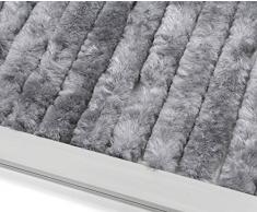 Beautex Gardinen Türvorhang Flauschvorhang Chenille 90x220 cm inkl. Tasche, Campingvorhang Insektenschutz, Farbe wählbar (Grau Uni)