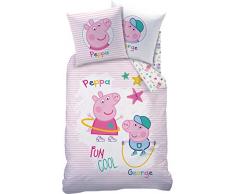 Familando Wende Bettwäsche-Set Peppa Pig Wutz Biber/Flanell Größe 135 x 200cm 80 x 80cm 100% Baumwolle George Rosa Mädchen-Bettwäsche