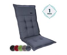 Homeoutfit24 1-Stück Gartenstuhl Auflage (123 x 50 x 8) Elbe, Hochlehner-Auflage aus Dralon, hochwertig, waschbar und pflegeleicht, in Grau