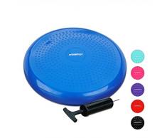 Relaxdays Balance Kissen, 140 kg Maximalgewicht, Balance Pad m. Luftpumpe, Ballsitzkissen mit Noppen, Fitness Kissen, blau