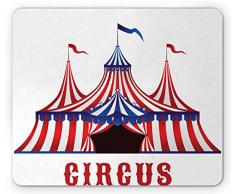 KKs-Shop Mauspad Circus Streifenvorhang mit Flaggen oben und Sternen über dem Eingangsdruck