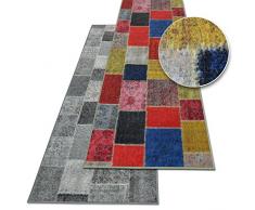 Teppichläufer Monsano | Patchwork Muster im Vintage Look | viele Größen | rutschfester Teppich Läufer für Flur, Küche, Schlafzimmer | Niederflor Flurläufer | bunt Breite 80 cm x Länge 200 cm