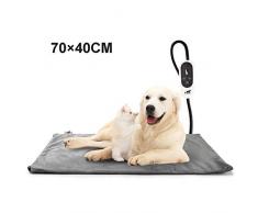 Toozey Katzen & Hund Heizmatte Innen, Timing & Temperatur Einstellbar Sicher Elektrisch Haustier Heizdecke mit Kristall Samtbezug für Neugeborene/Klein/Altere Katze und Hunde XL (70 * 40cm)