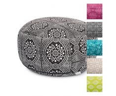 Meditationskissen RONDOBandhani, schwarz-weiß, Maharaja Collection, Baumwoll-Bezug (Köper) abnehmbar, Dinkel-Füllung, ca. 32 x 17 cm, mit praktischer Trageschlaufe