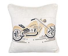 The HomeCentric Weiß Kissenbezüge 45 x 45 cm, Samt Kissenbezug, Handgemachte Dekokissenbezug Weiß - Crystal Motorbike