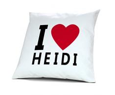 Kopfkissen Heidi, Kissen mit Füllung I Love Heidi, 40 cm, 100% Baumwolle, Kuschelkissen, Liebeskissen, Namenskissen, Geschenkidee