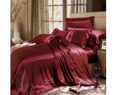 THXSILK 100% 19 Momme Seide Kissenbezug Kissenhülle mit Reißverschluss - Seide Kissen Bezug - Super Weich und Glatt Seide Kopfkissenbezug (40x80cm, Rot)