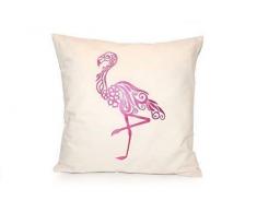 SONDERPREIS Kissenhülle FLAMINGO bestickt Kissen Kissenbezug 40x40 cm