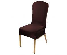 ISWEES Stuhl Husse 6 Stück, Universell Stuhlhussen Stretch Stuhl Husse Stuhlbezug Stuhlüberzu,Gedruckt Baumwolle (Dunkelbraun)