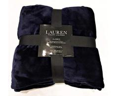 Ralph Lauren Monogram Classic Navy Blue Micromink Full/Queen-Bettdecke, 228,6 x 228,6 cm