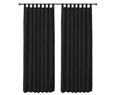 FLOWEROOM Blickdichte Vorhänge Verdunkelungsvorhänge mit Schlaufen für Schlafzimmer, 245x140cm (HxB), Schwarz - Thermogardine Gardinen/Lichtundurchlässige Vorhang Geräuschreduzierung, 2 Set