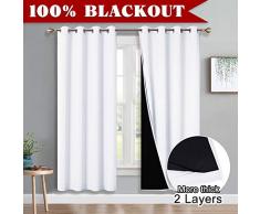 PONY DANCE Gardinen Weiss Blickdicht -Vorhang Schlafzimmer 100% Verdunkelungsvorhänge Kinderzimmer Mädchen Blickdichter Vorhang, 2er Set H 182 x B 132 cm