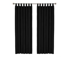 UMI. Essentials 2 Stück Verdunkelungsgardine mit Schlaufen Gardinen Wohnzimmer 290x140 cm Schwarz