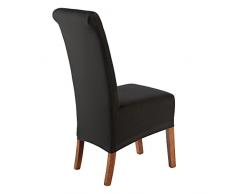 SCHEFFLER-Home Emma Stuhlhussen 2 Stück, Stretch-Hussen Stuhl-Bezug bi-elastische Schutz-Husse, Abdeckung mit Gummiband, Sitzhöhe bis 20-24 cm - Schwarz