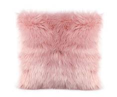 ZCZUOX Kunstfell Kissenbezug, 18x18 Zoll Plüsch Kissenhülle mit Langes Fell, Super Weich Pelziges Dekokissen Fall für Sofa Schlafzimmer Auto (Rosa)