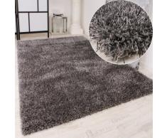 Shaggy Teppich Hochflor Langflor leicht Meliert Qualitativ u. Preiswert Uni Grau, Grösse:65x135 cm
