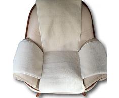 Alpenwolle Sesselschoner in Naturweiss gelockt, Sesselauflage, Überwurf, 100% Wolle