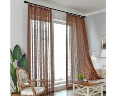 Einfarbige Leinenvorhänge, strukturierte transparente Fenstervorhänge aus Leinen, Balkon Transparente wärmeisolierte Paneelvorhänge für Wohnzimmer D 350 x 270 cm (138 x 106 Zoll)