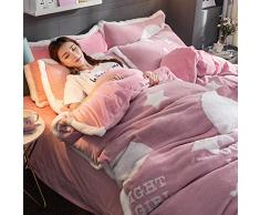 Bettdecke Set, Jungen Schlafzimmer Soft Thicken Coral Fleece Bettwäsche Set, Flanell Samt Bettbezug mit Bettlaken Kissenbezüge Doppel Kingsize-Bett-Marineblau 2 220 * 240cm (4 Stück)