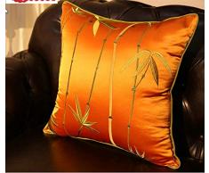 weiweiya Chinesische Stickerei Kissen Seide Gestickte Bambus Seide Material Quadrat Kissen Dekorative Kissen Kissen@Orange_45X45 cm