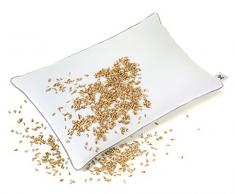 NATURECA Dinkelkissen Bio Dinkelkopfkissen 40 x 60 cm Bio Dinkelspelz mit Baumwolle Bezug Dinkelspelzkissen, orthopädisches Kissen Körner-Kopfkissen